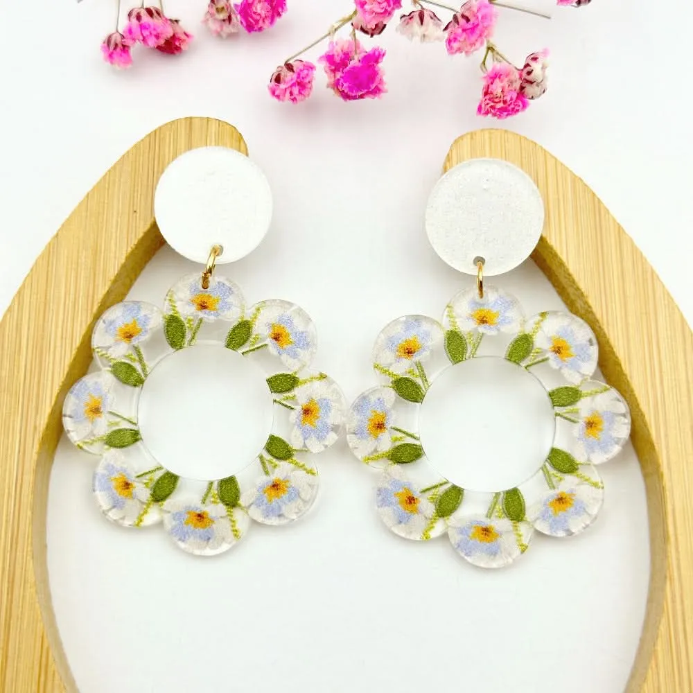 Floral Acrylic Earrings – Lightweight Elegant Design