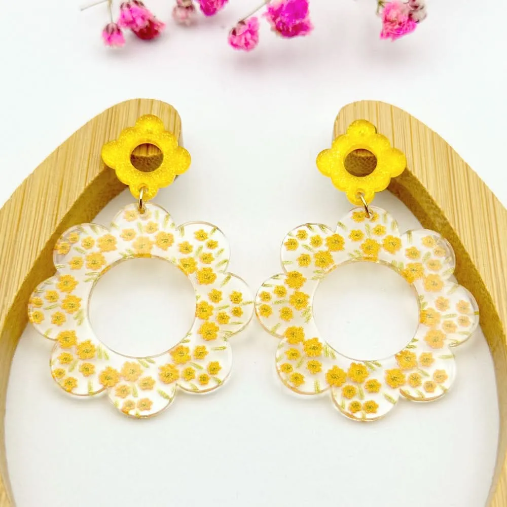 Floral Acrylic Earrings – Lightweight Elegant Design