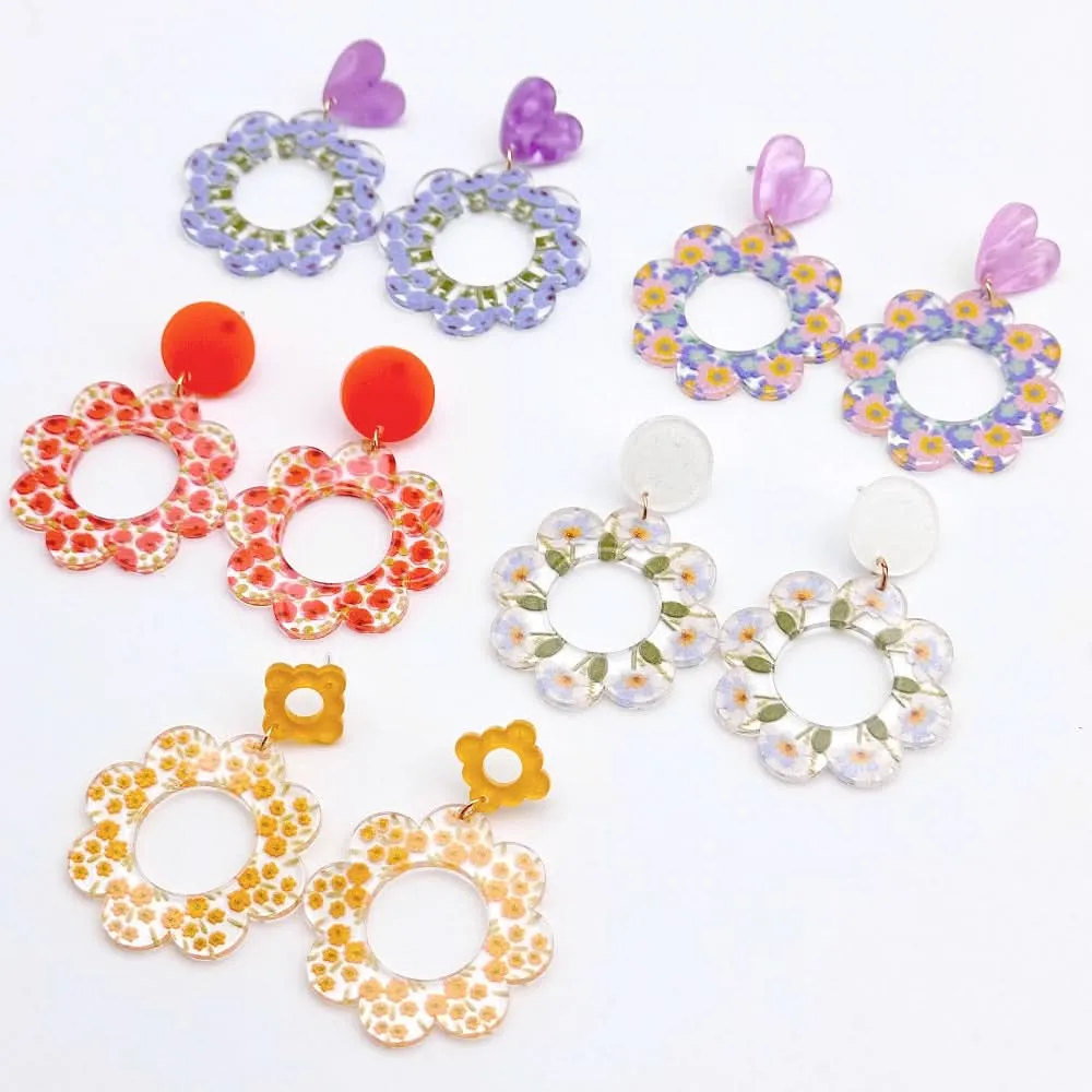 Floral Acrylic Earrings – Lightweight Elegant Design