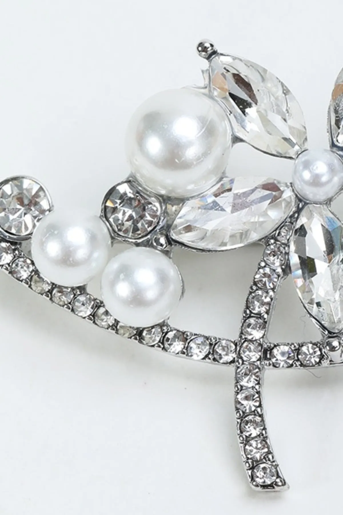 Floral & Pearl Silver Brooch