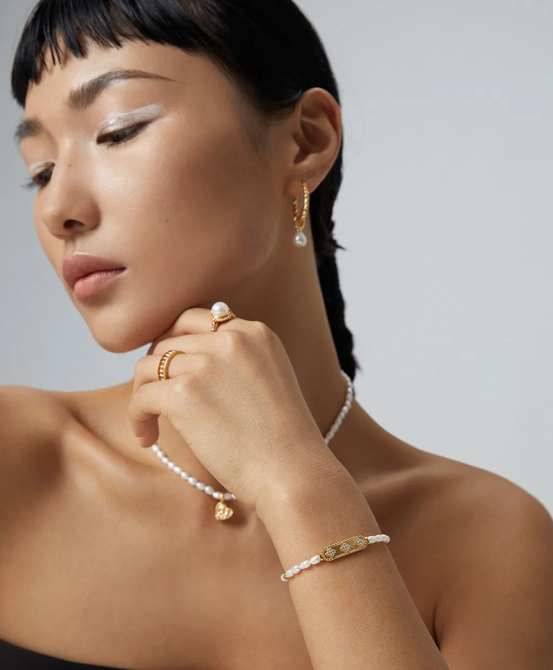 Flower Zircon Natural Pearl Bracelet