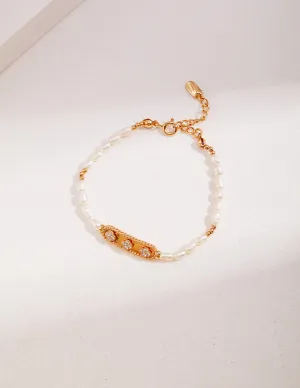 Flower Zircon Natural Pearl Bracelet