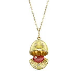 FPalais Tsarskoye Yellow Gold White Enamel Locket with Heart Surprise