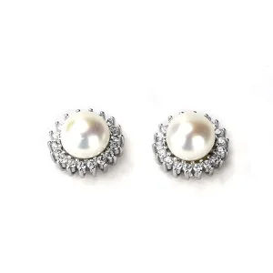 Freshwater White Pearls Hampton Earrings 8-9 mm AAA