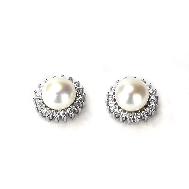 Freshwater White Pearls Hampton Earrings 8-9 mm AAA