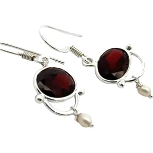 Garnet and Pearl Elegant Earrings