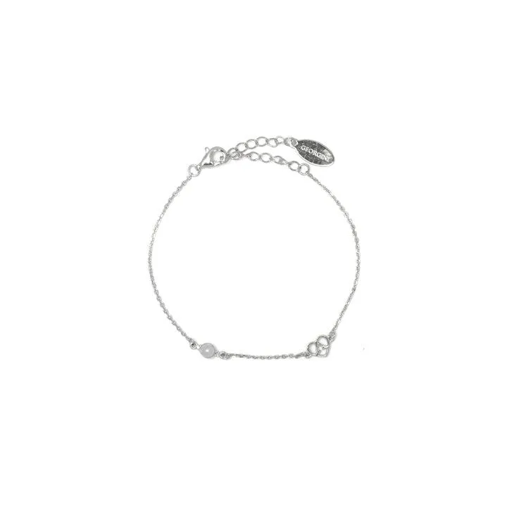 Georgini Natural Freshwater Pearl and Two Natural Diamond June Bracelet - Silver