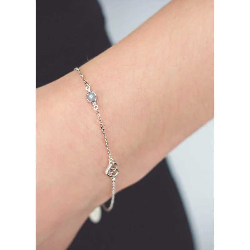 Georgini Natural Freshwater Pearl and Two Natural Diamond June Bracelet - Silver