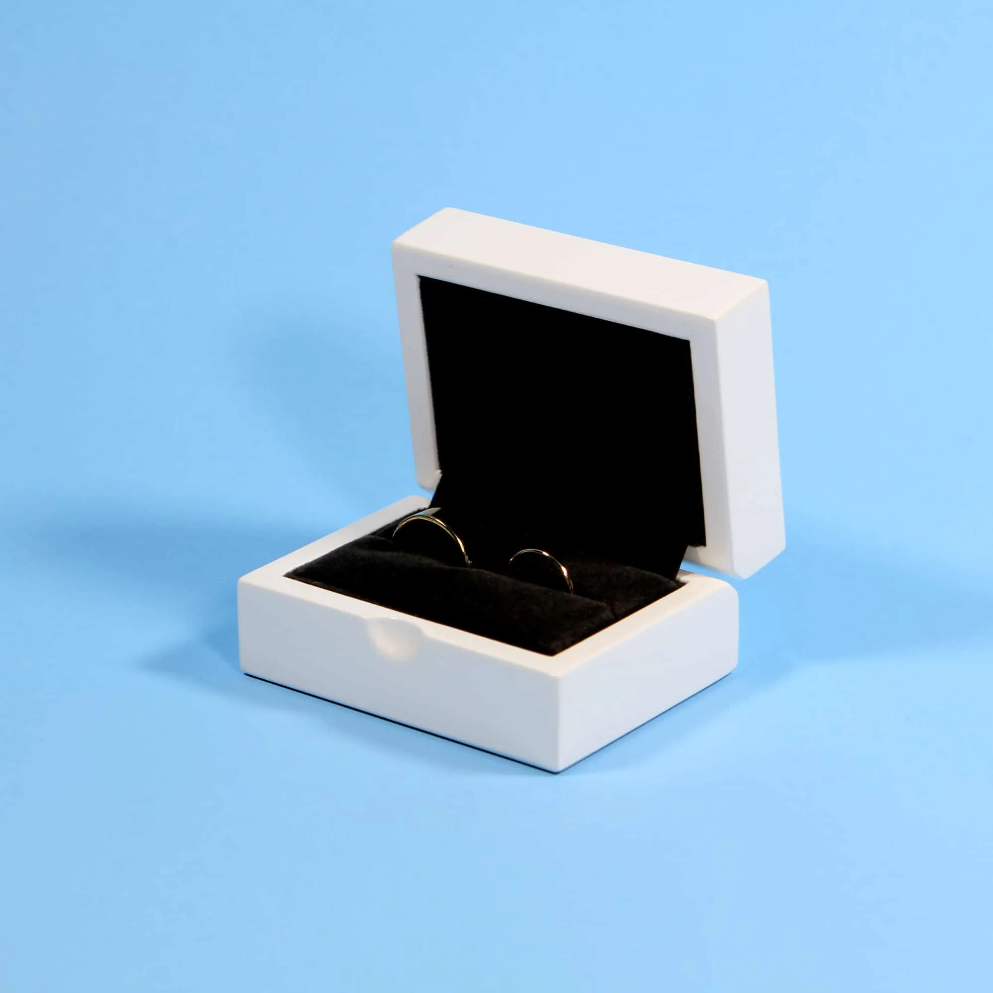 Glossy White Modern Ring Box Double Ring