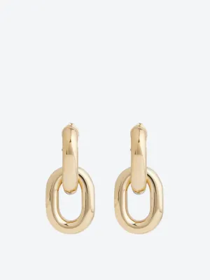 Gold double XL link earrings