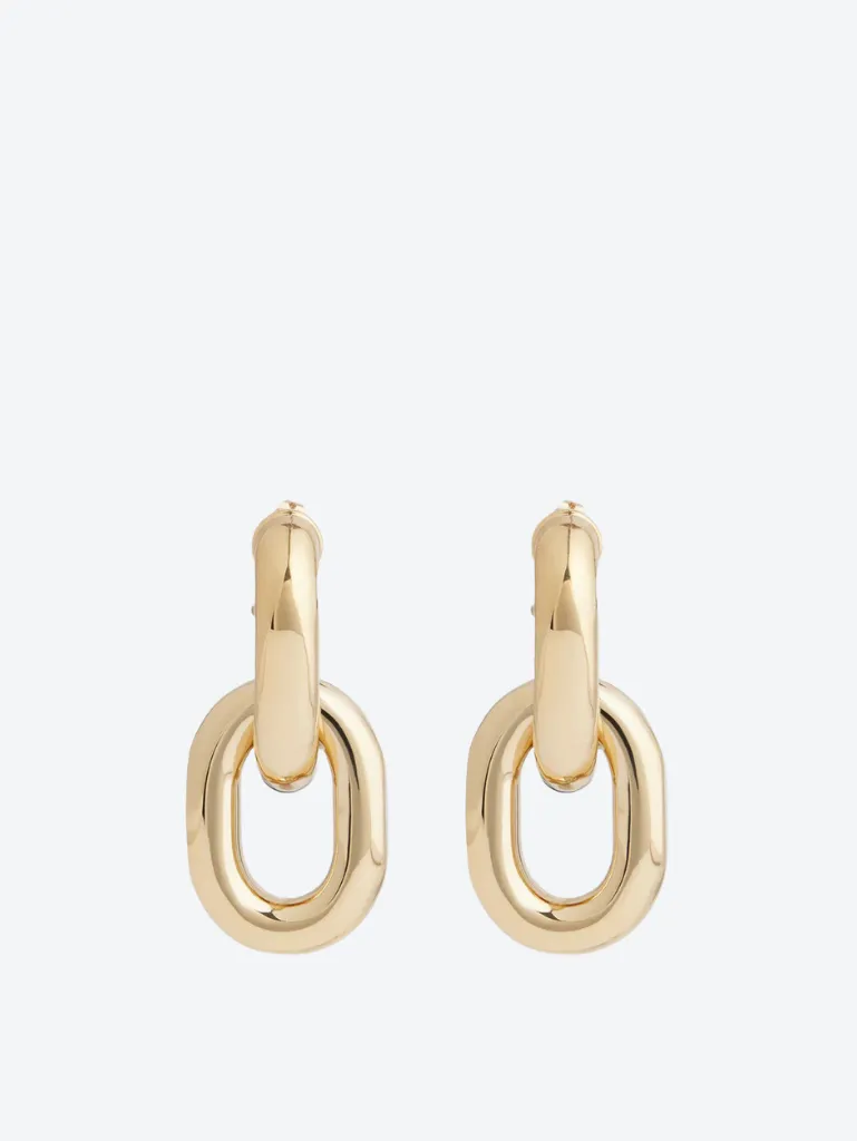 Gold double XL link earrings