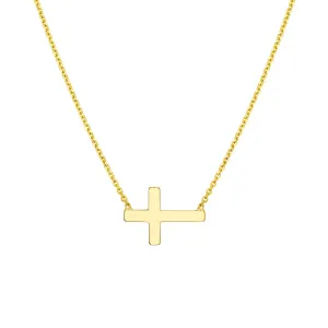 Gold Horizontal Cross Necklace