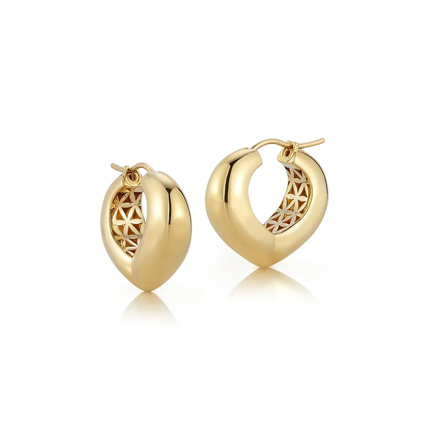 Gold Medium Bubble Shield Hoops