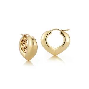 Gold Medium Bubble Shield Hoops