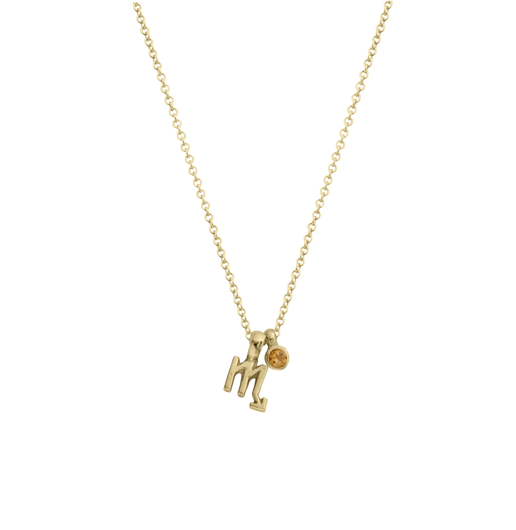 Gold Mini Scorpio Horoscope & Citrine Birthstone Necklace