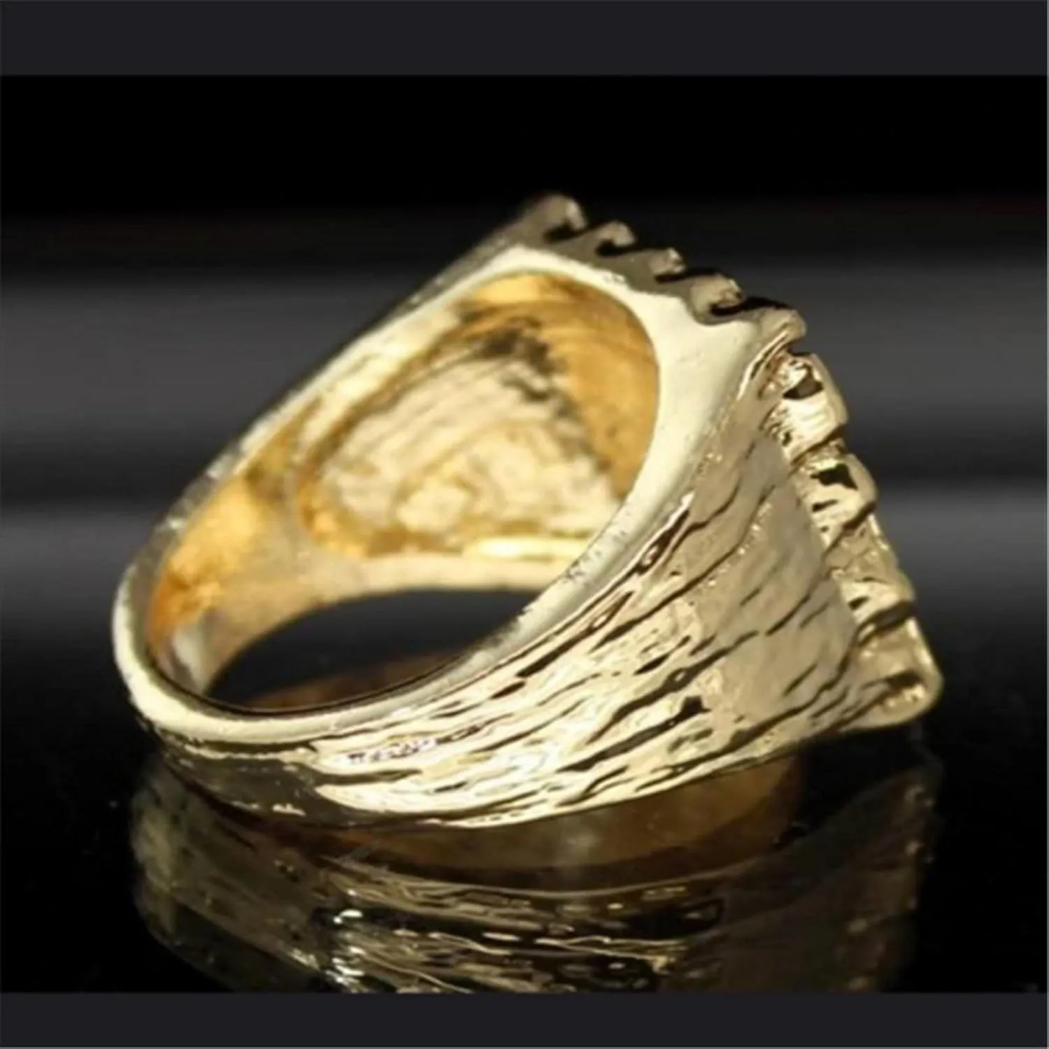 Gold Nugget Rings for Men 14k Gold Plated Yellow Pinky Pimp Iced Finger Hip Hop Style for Men