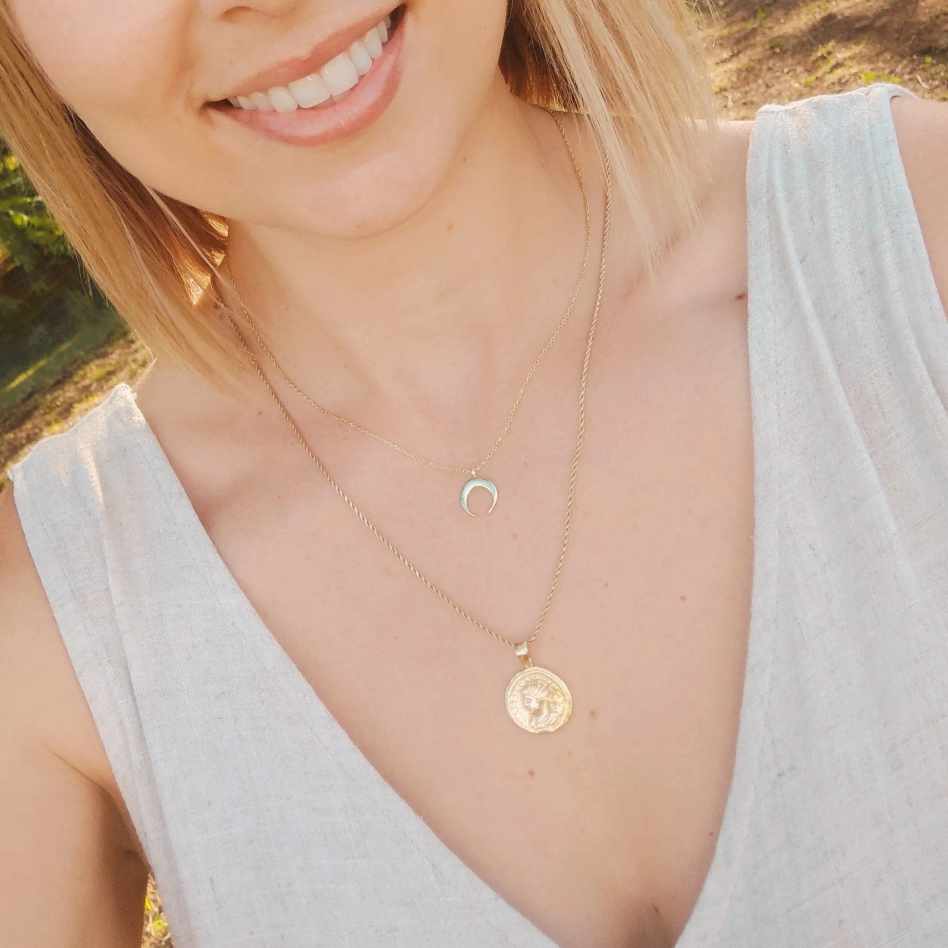 Gold Roman Coin Pendant - Sterling Silver
