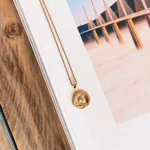 Gold Roman Coin Pendant - Sterling Silver
