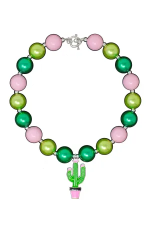 Green & Pink Cactus Bubblegum Necklace