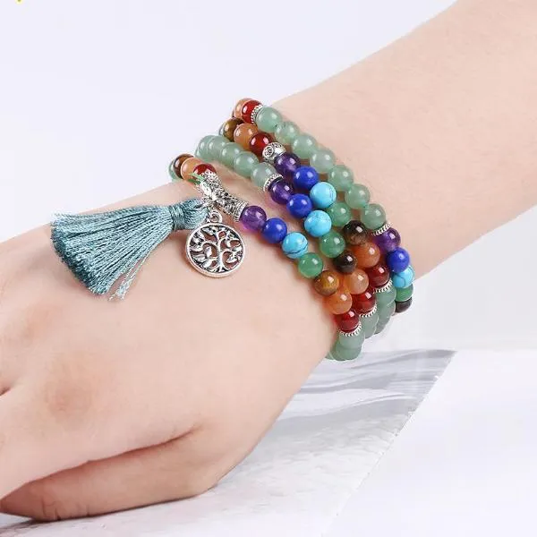 Green Aventurine Tree of Life &amp Chakra Tasbeeh