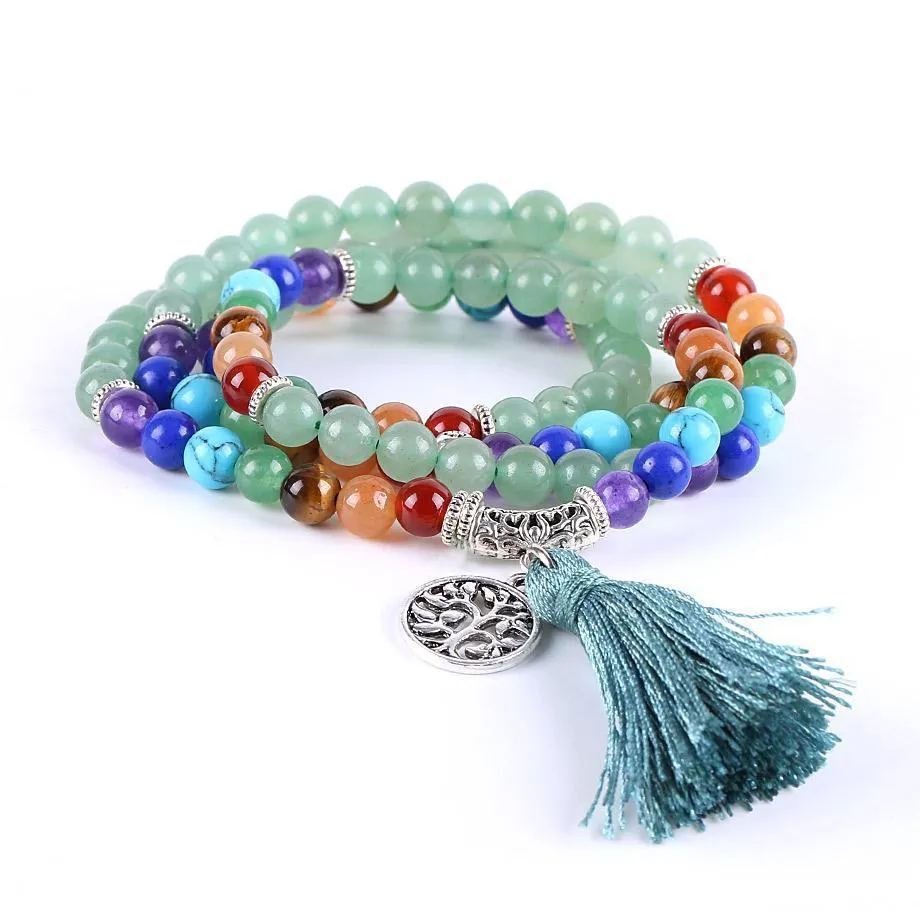 Green Aventurine Tree of Life &amp Chakra Tasbeeh