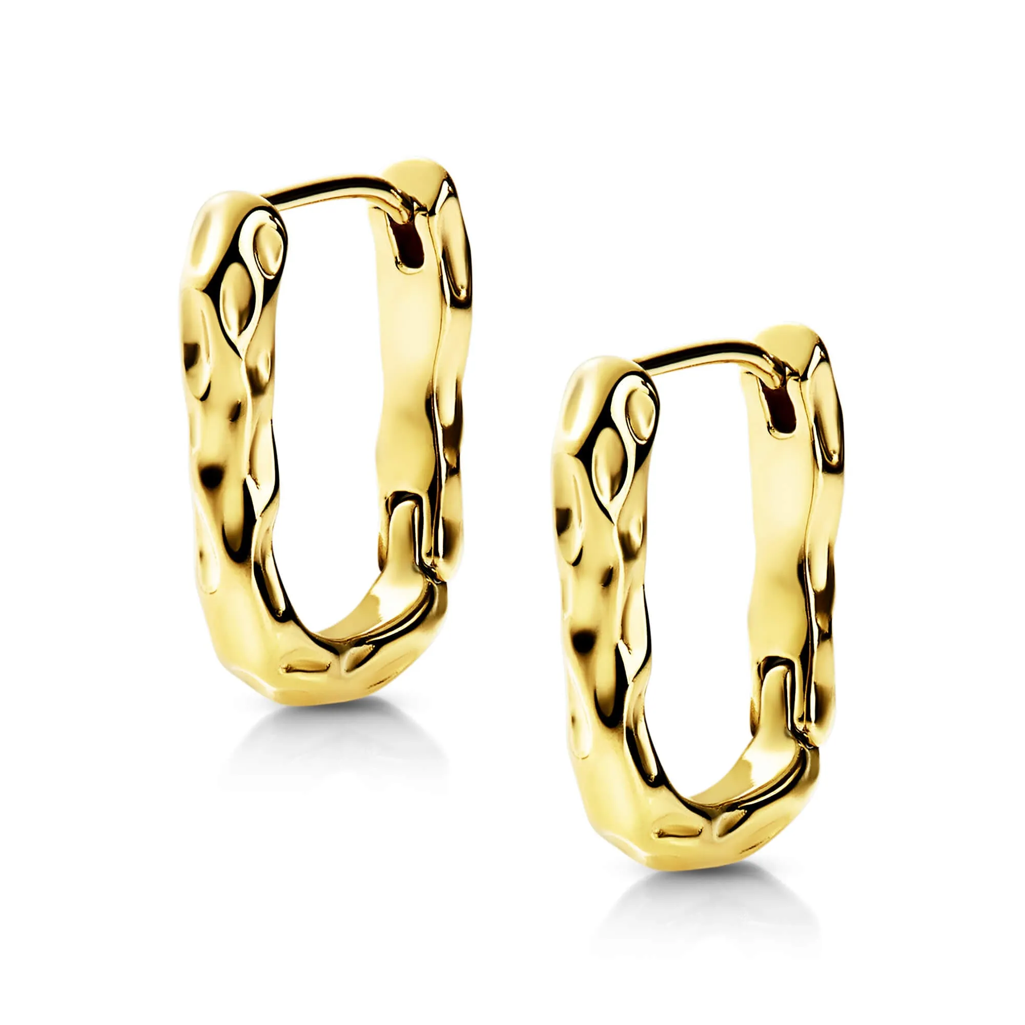 Hammered Huggie Hoop Earrings