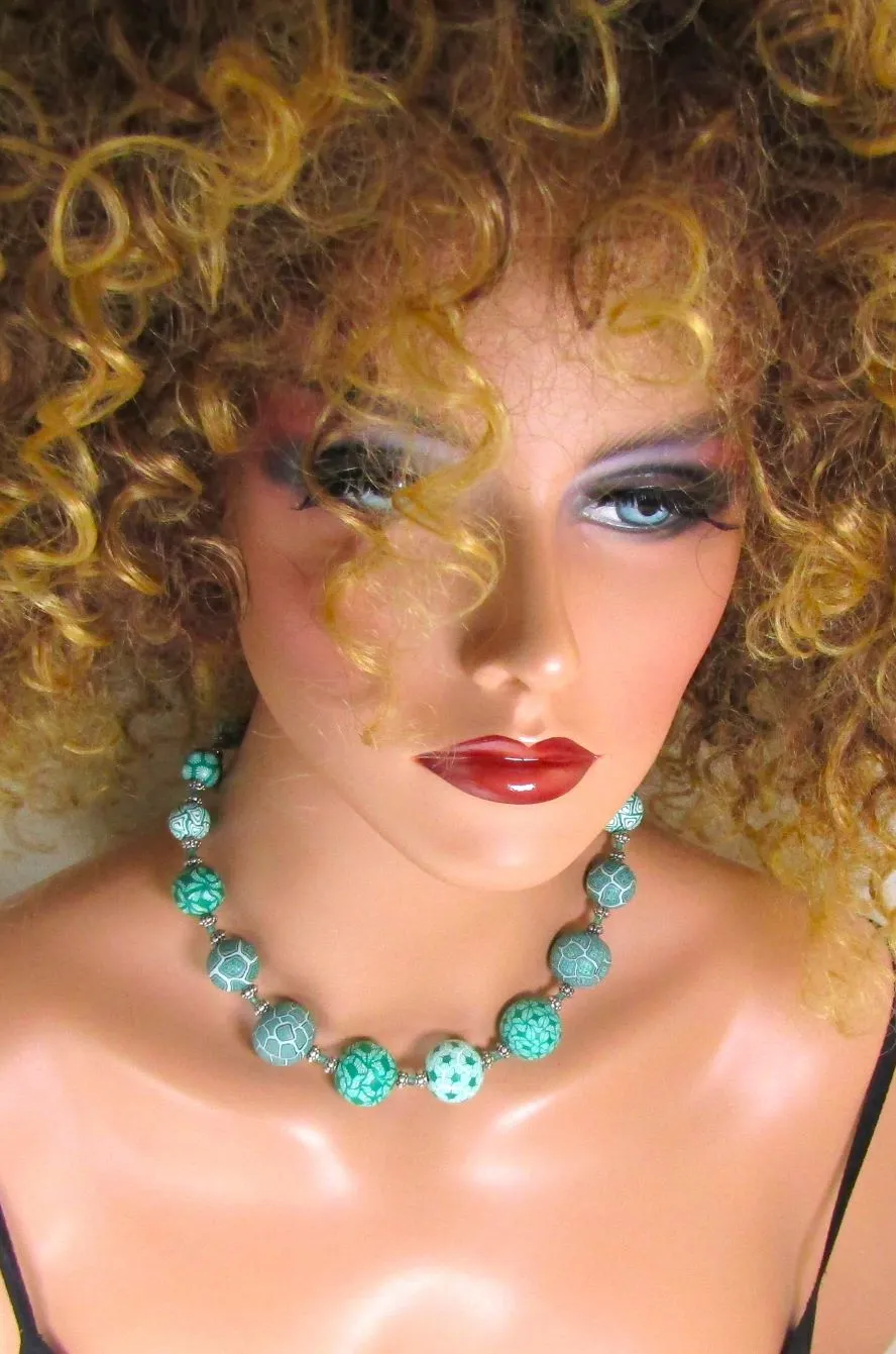 Handmade Green and White Fair Trade Bead Necklace