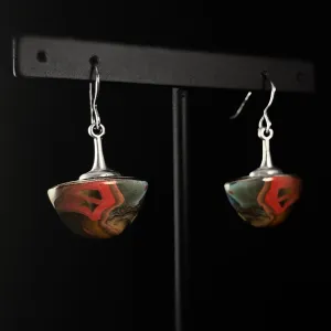 Handmade Millefiori Porcelain Dark Moody Drop Earrings, Handmade - Blue Studio