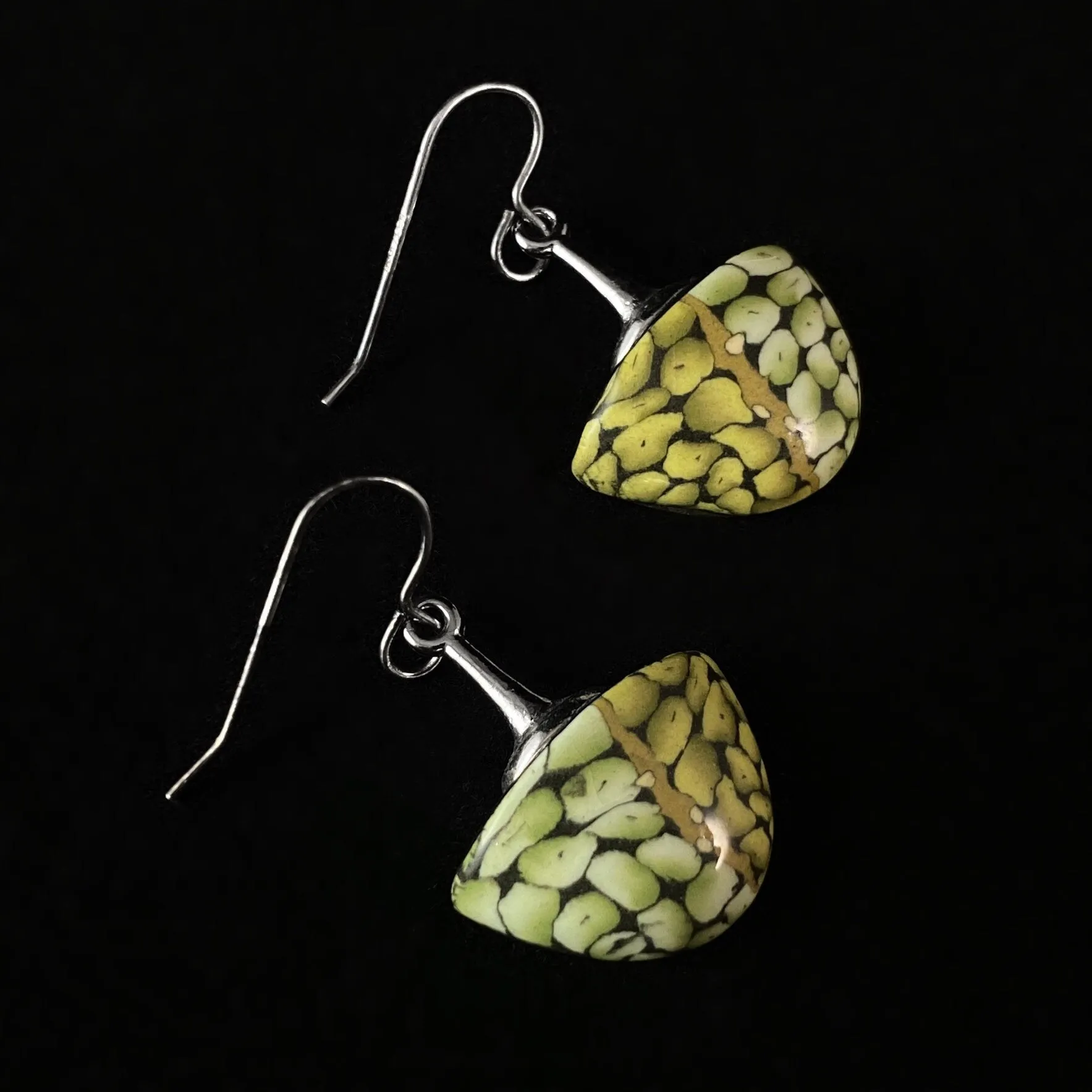 Handmade Millefiori Porcelain Growth Drop Earrings, Handmade - Blue Studio