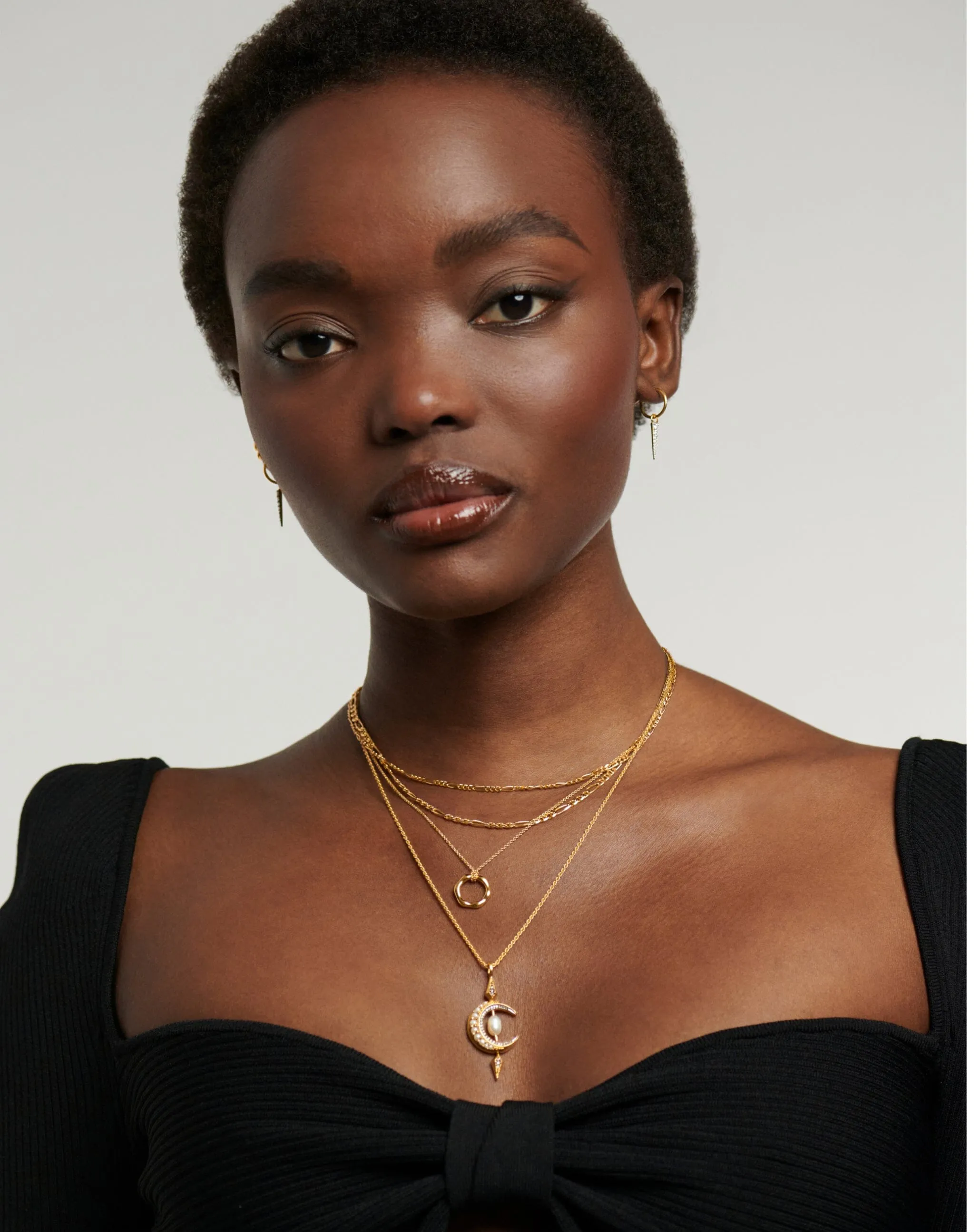 Harris Reed Crescent Moon Pearl Necklace | 18ct Gold Vermeil/Pearl