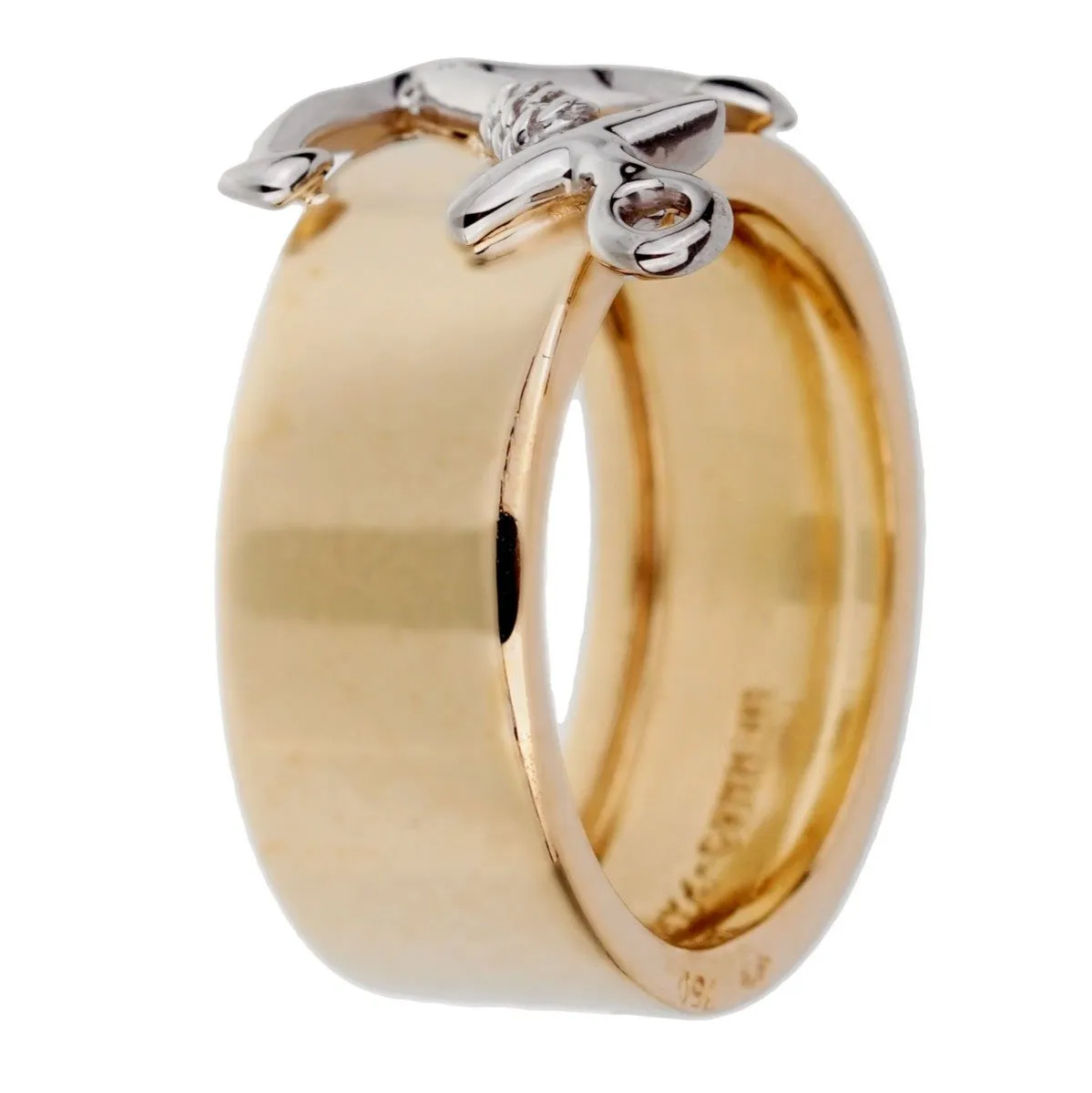 Hermes 18k Yellow Gold Anchor Band Ring Sz 5