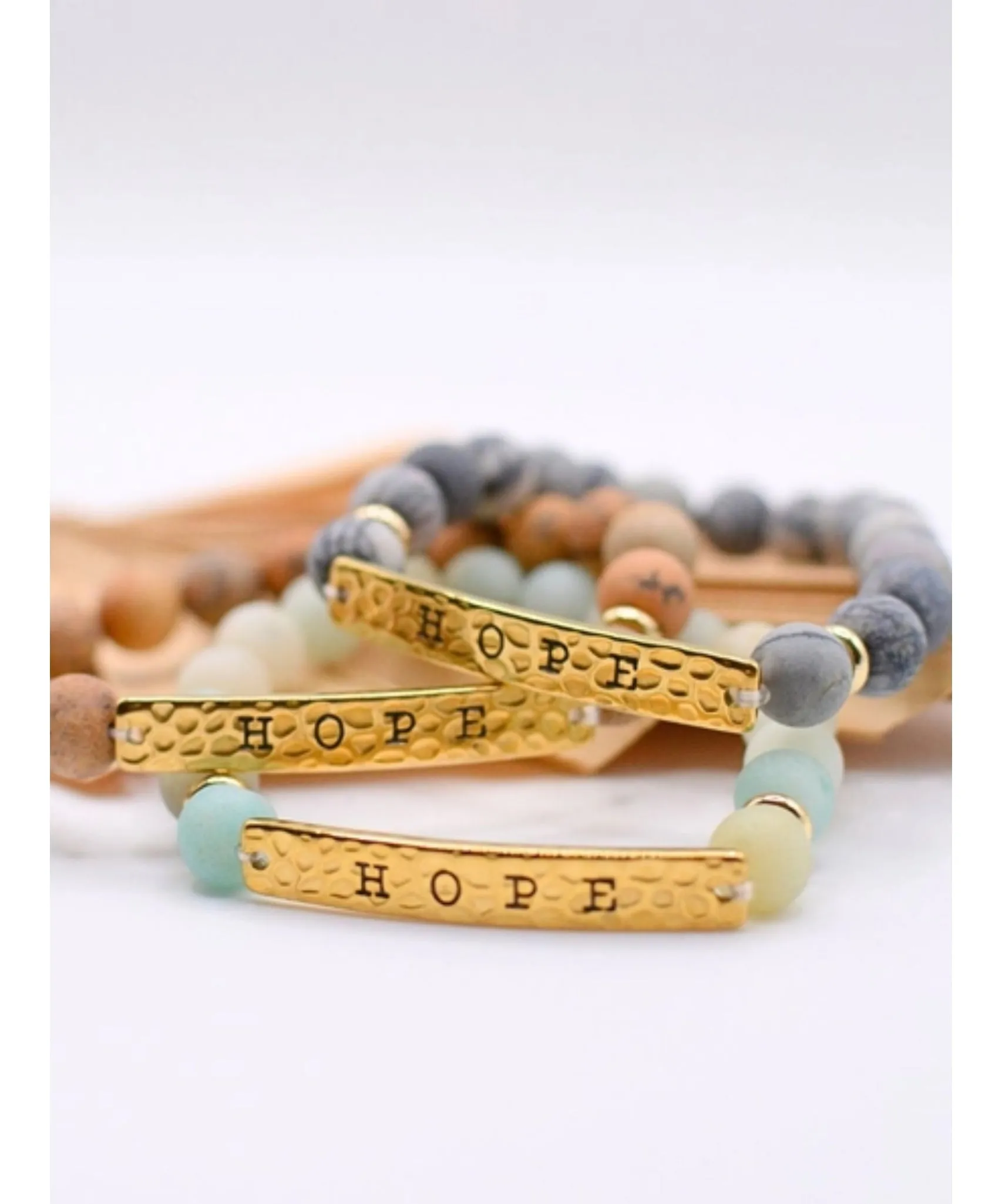 Hope Stone Stretch Bracelet - Natural