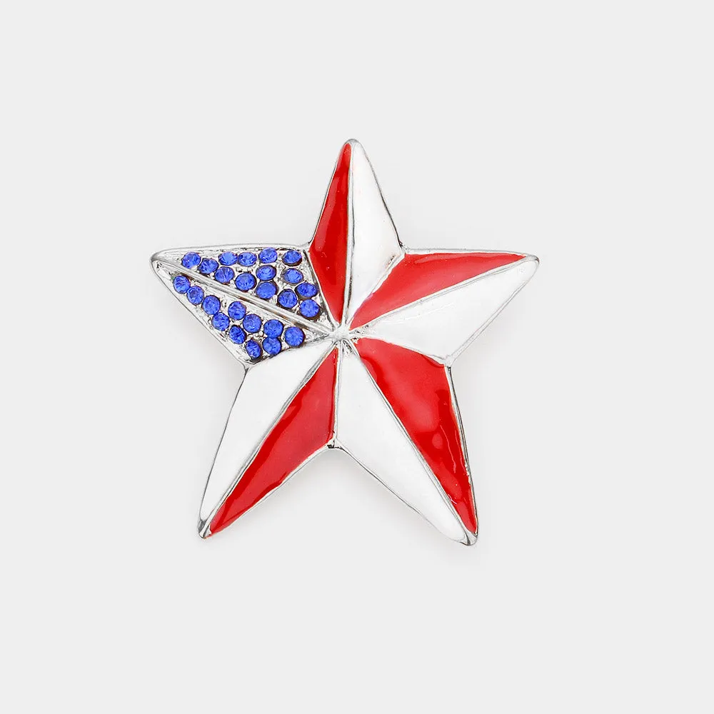 iLLASPARKZ Crystal enamel American flag barn star brooch