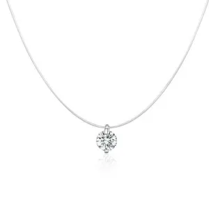 Invisible Chain Rhinestone Pendant Necklace