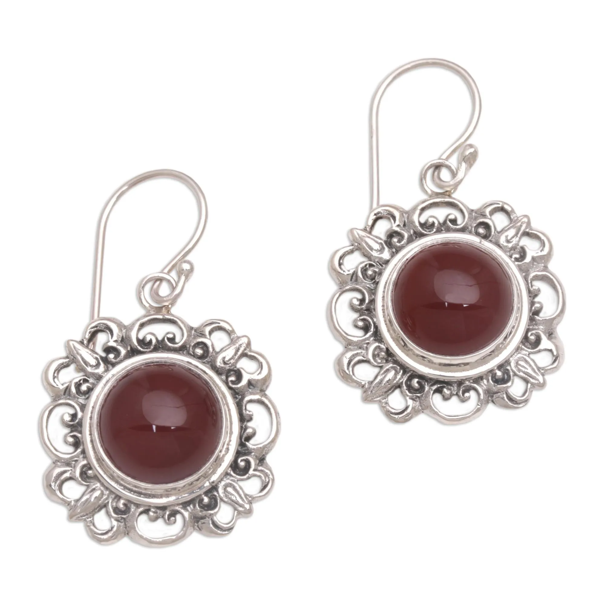 Jewel of Bali Carnelian and Sterling Silver Dangle Earrings from Indonesia