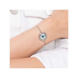 Kaj Fine Jewellery Small Flower Evil Eye Chain Diamond Bracelet in 14KT White Gold