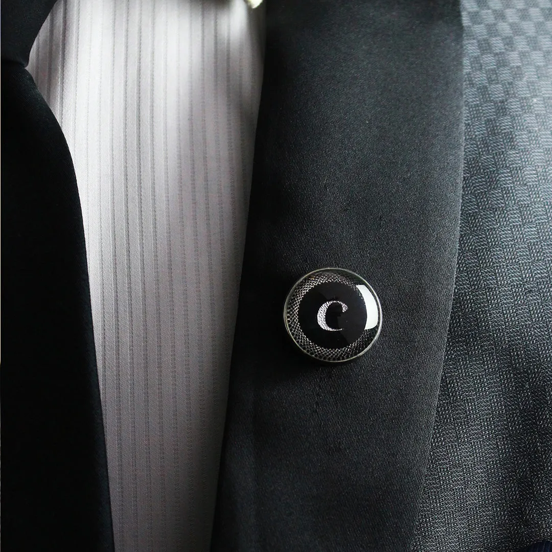 Kavove Alphabet 'C' Black Colour Lapel Pin