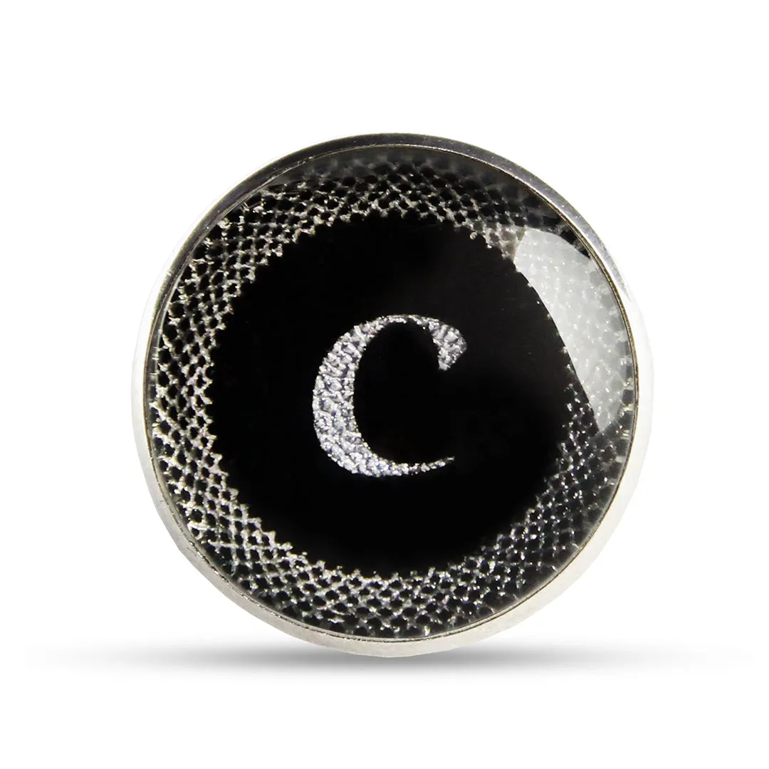 Kavove Alphabet 'C' Black Colour Lapel Pin
