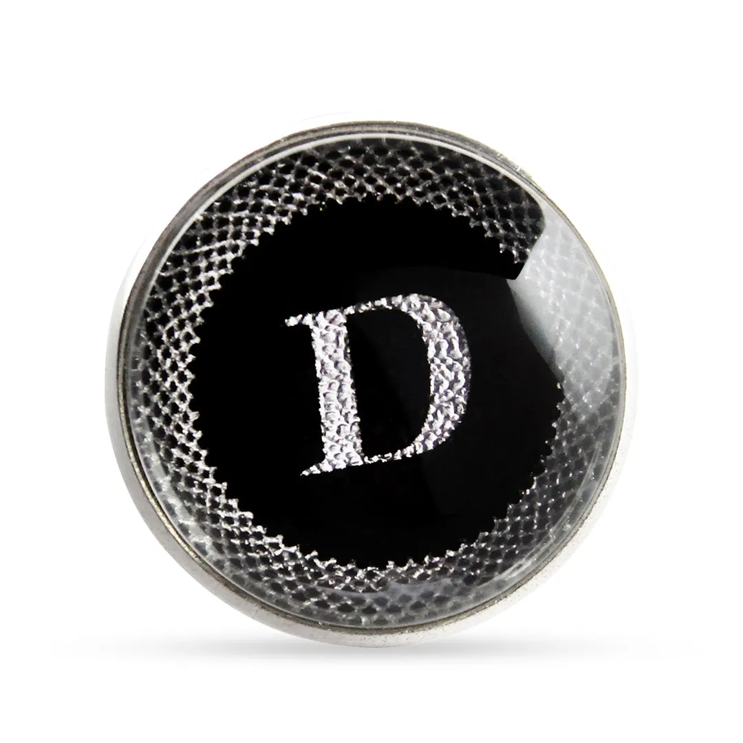 Kavove Alphabet 'D' Black Colour Lapel Pin