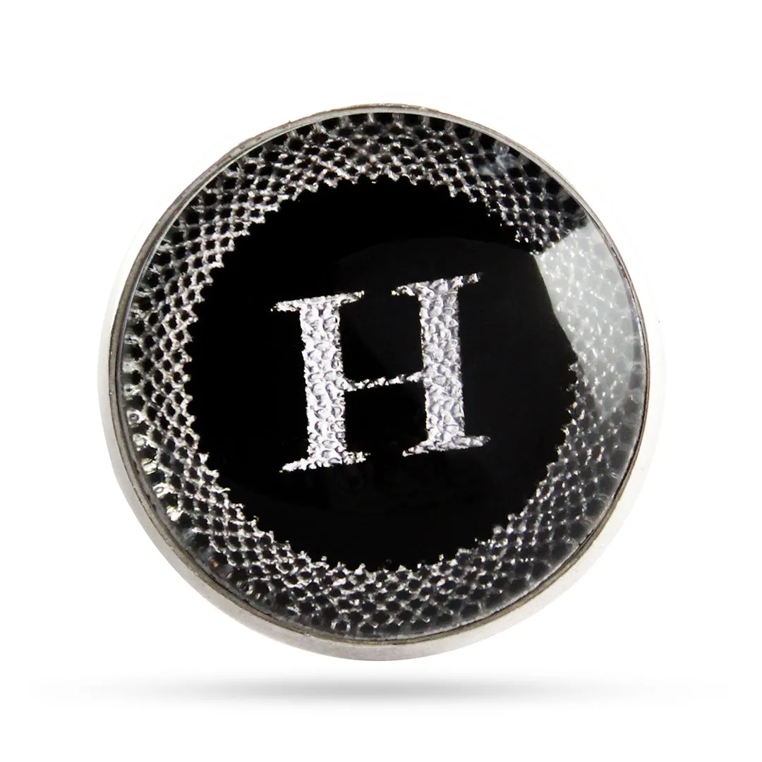 Kavove Alphabet 'H' Black Colour Lapel Pin