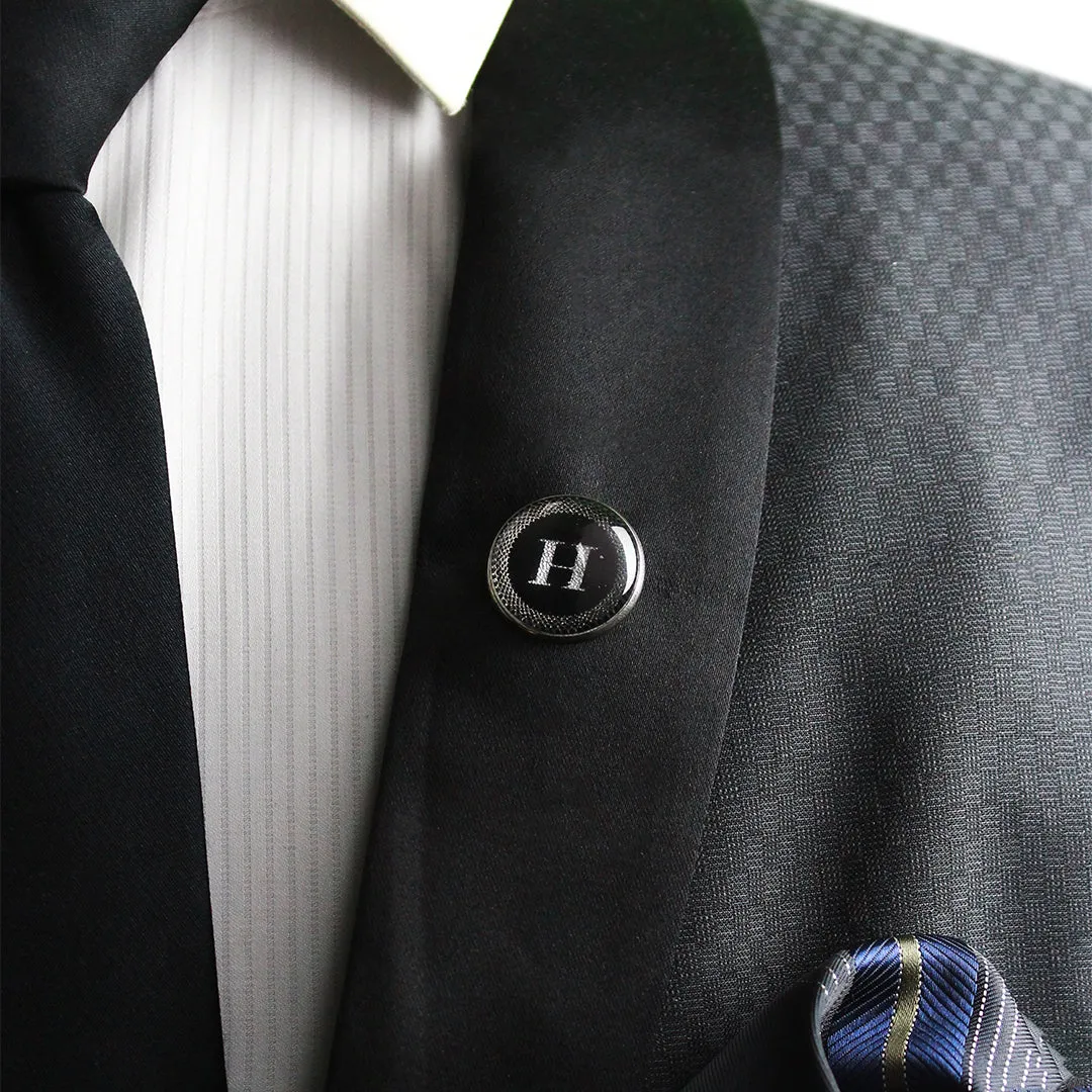Kavove Alphabet 'H' Black Colour Lapel Pin