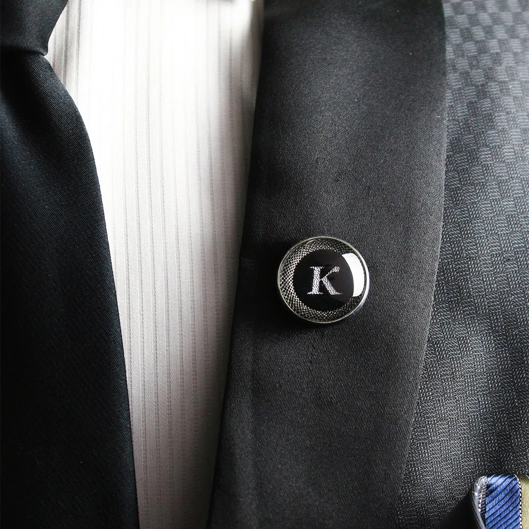 Kavove Alphabet 'K' Black Colour Lapel Pin
