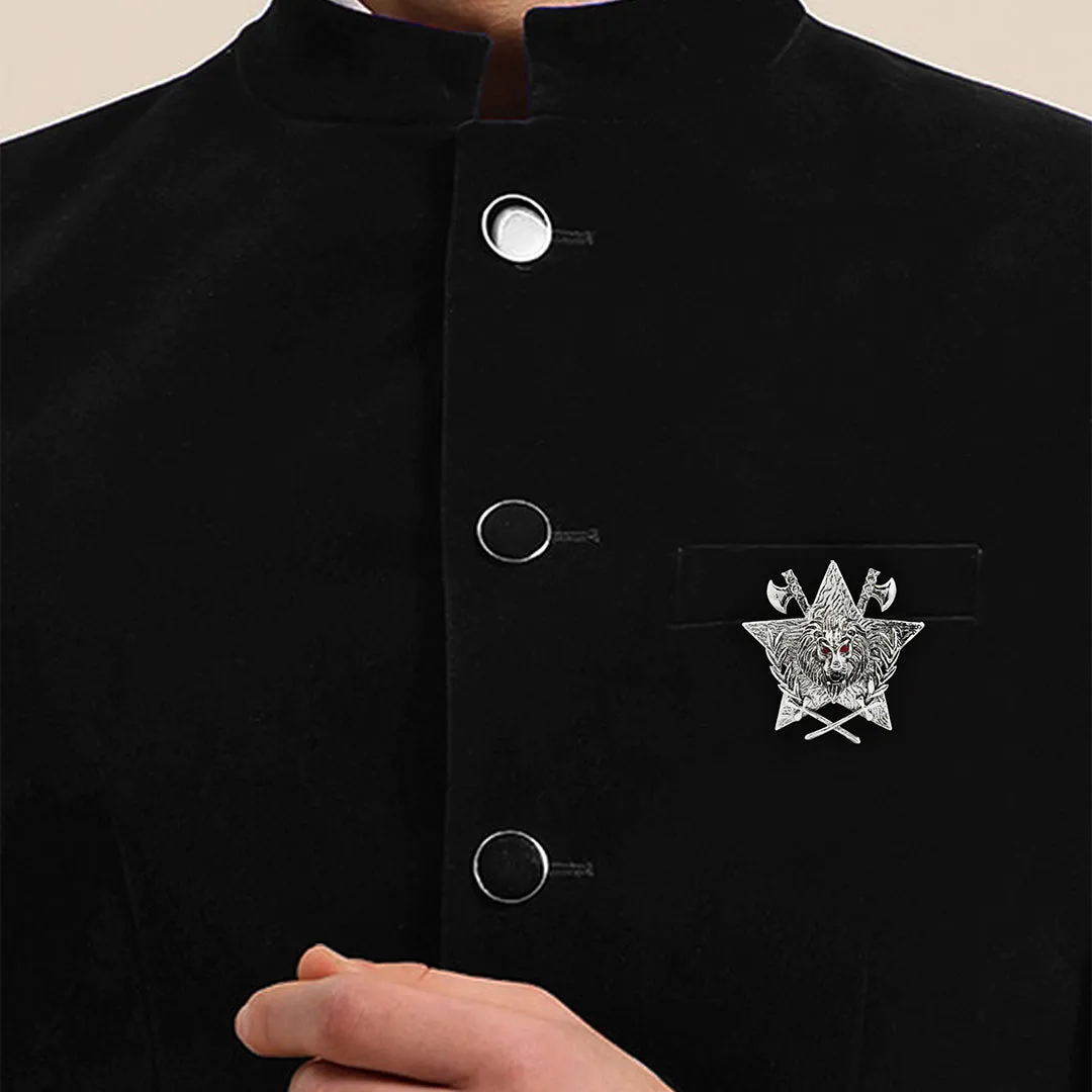 Kavove Lion's Valor Silver Colour Lapel Pin