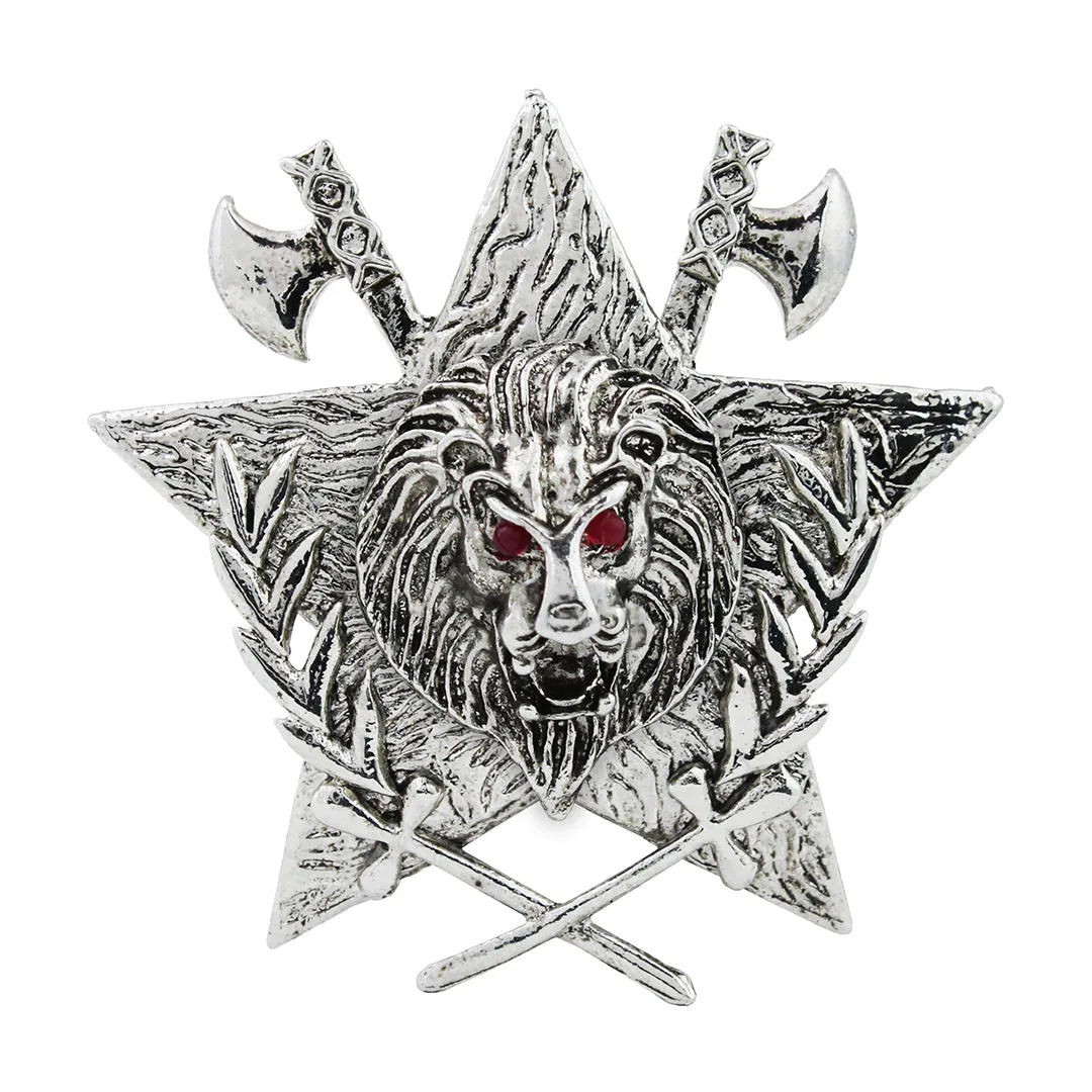 Kavove Lion's Valor Silver Colour Lapel Pin