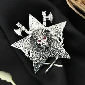 Kavove Lion's Valor Silver Colour Lapel Pin
