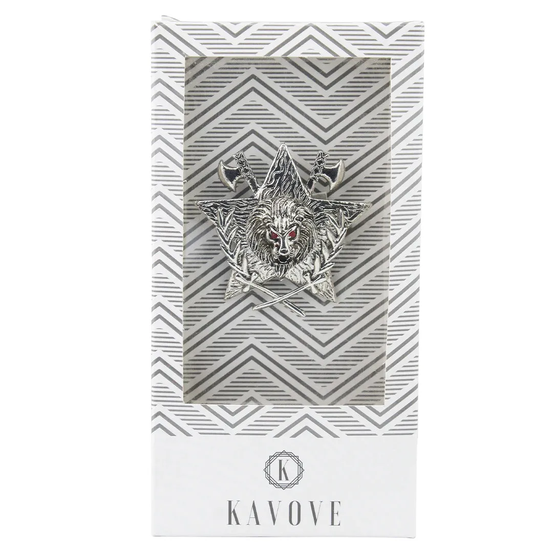 Kavove Lion's Valor Silver Colour Lapel Pin