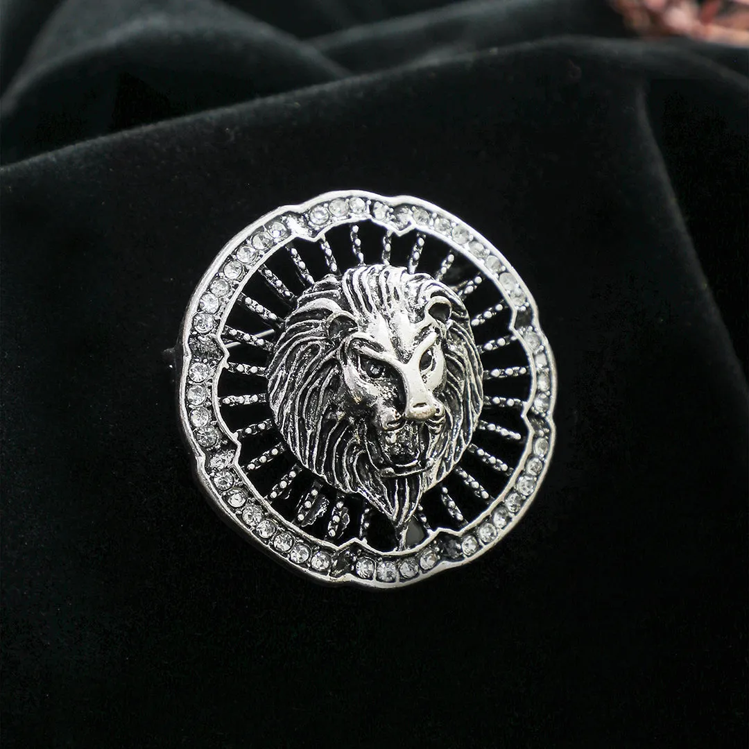 Kavove The Regal Roar Silver Colour Brooch