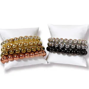 Large Beaded Natural Hematite or Pyrite Bracelets