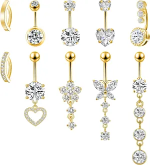 LEE&RO Gold Navel Ring - Hoop Belly Piercing Jewelry - Surgical Steel 14G