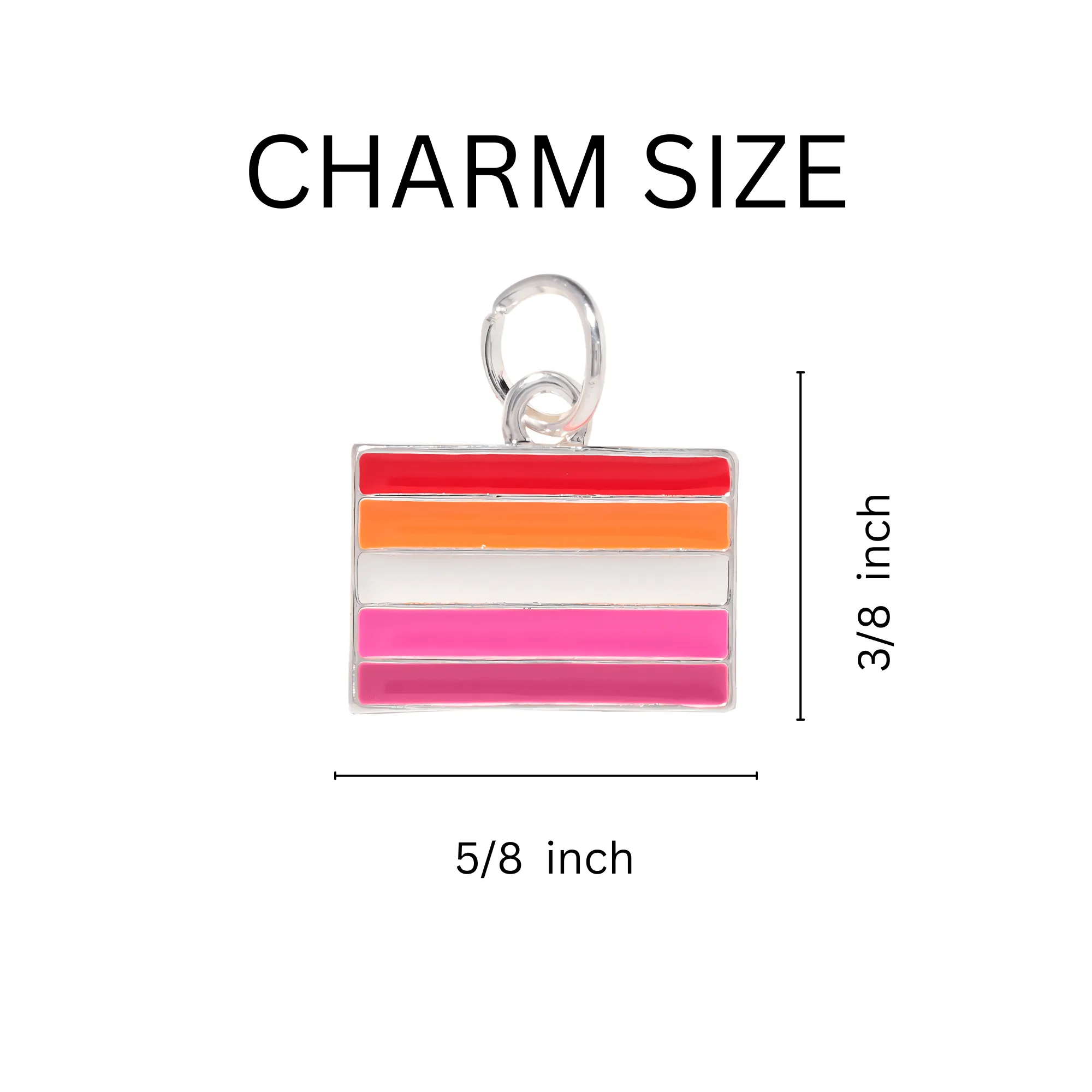 Lesbian Sunset Flag Charm Silver Rope Bracelets